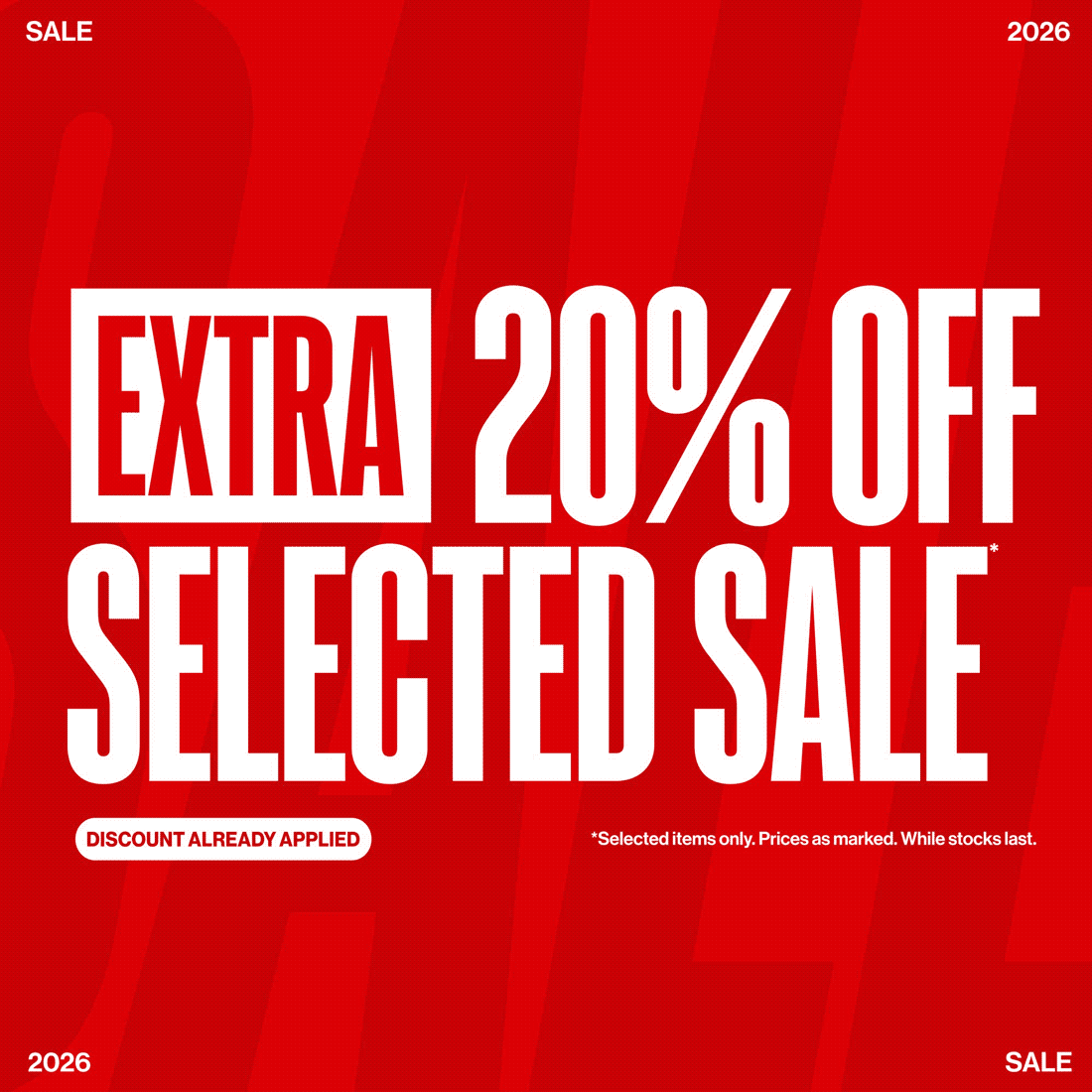 Extra 20% Off Selected Sale Shop Now